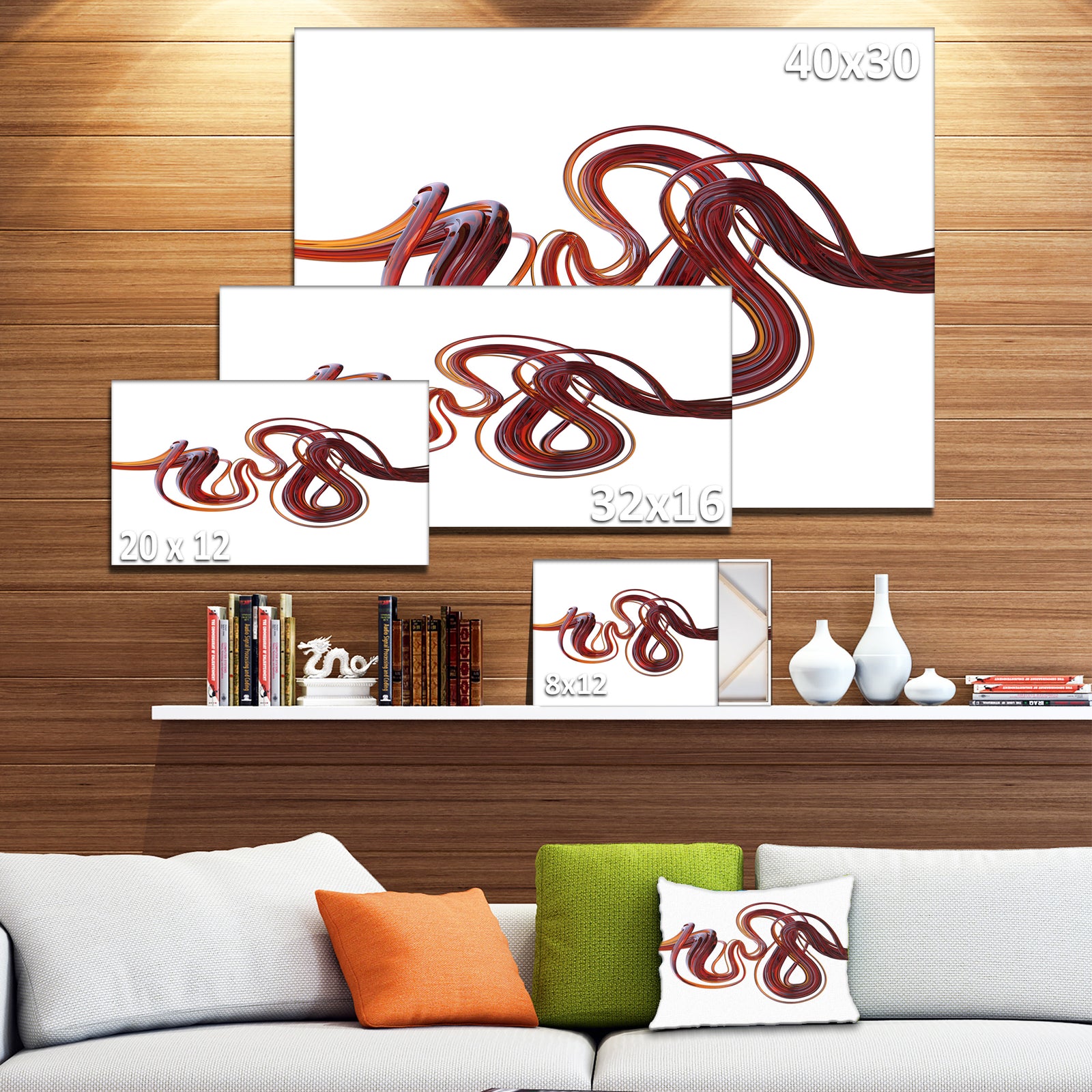 3d Flexible Caramel Lines'Extra Large Abstract Canvas Art Print