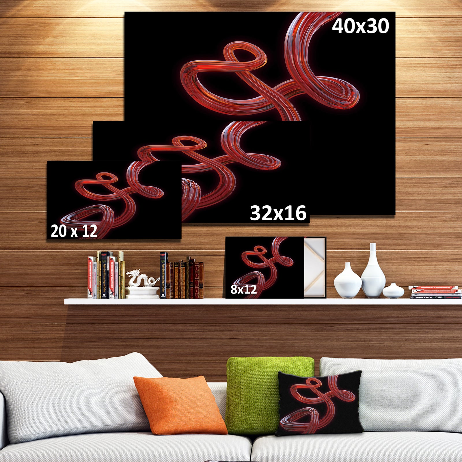 Flexible Caramel Line on Black'Extra Large Abstract Canvas Art Print