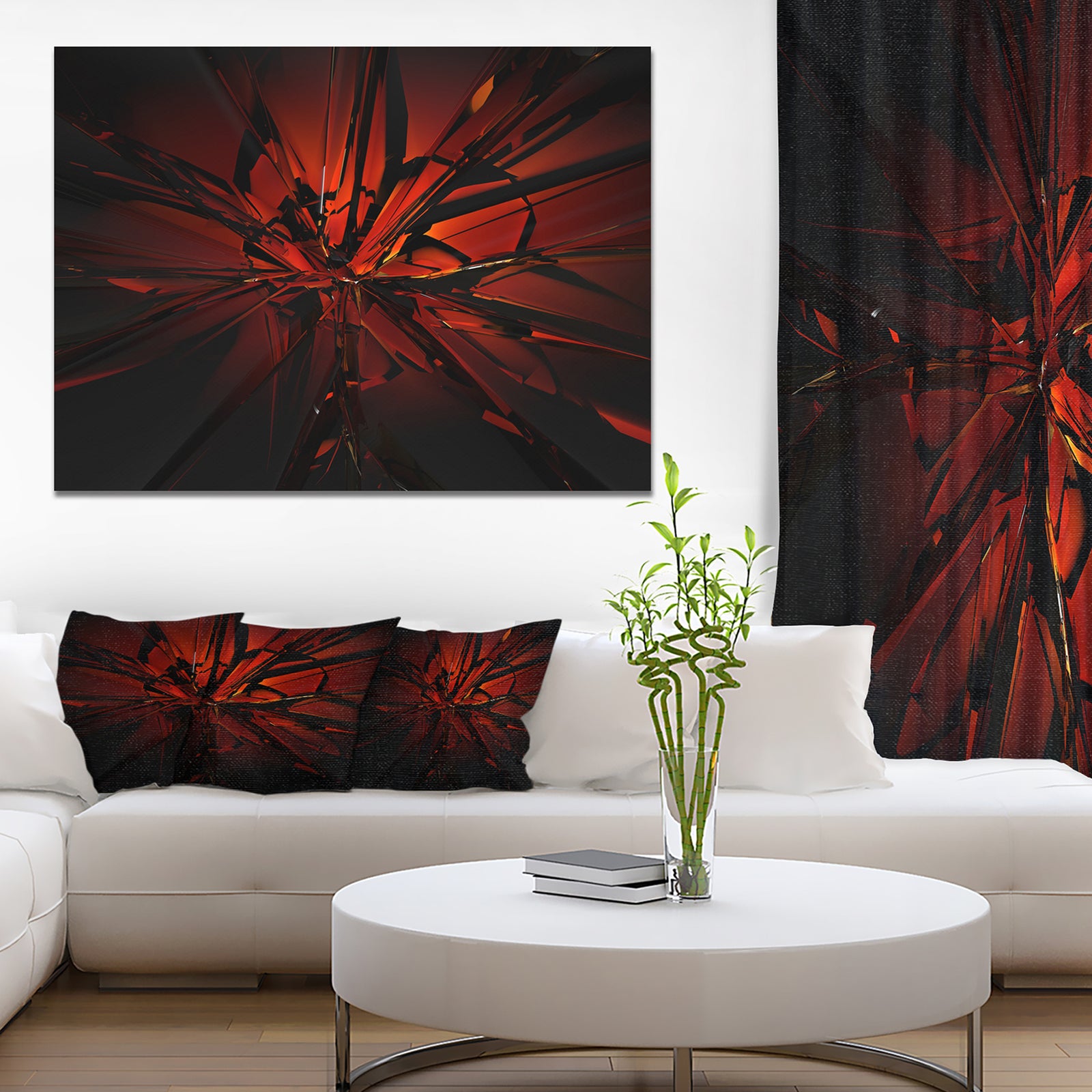 Beautiful Red 3D Crystal Design'Extra Large Abstract Canvas Art Print