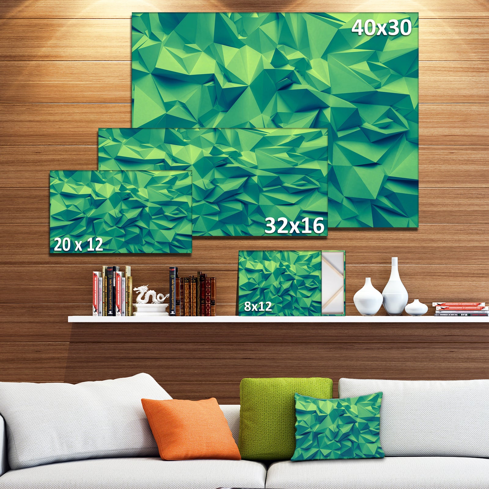 Trendy Emerald Green Background'Extra Large Abstract Canvas Art Print