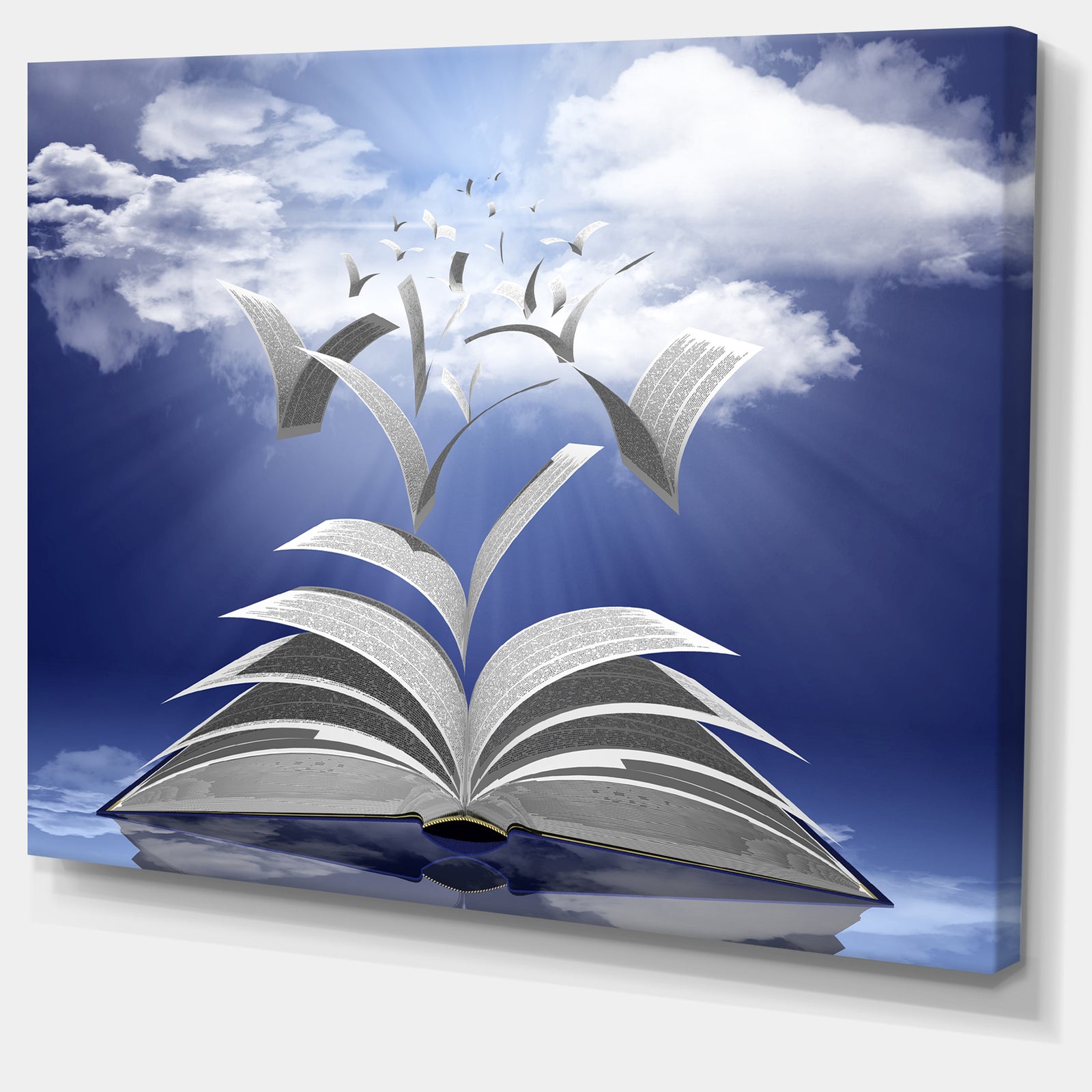 Book Pages Skyward'Extra Large Abstract Canvas Art Print