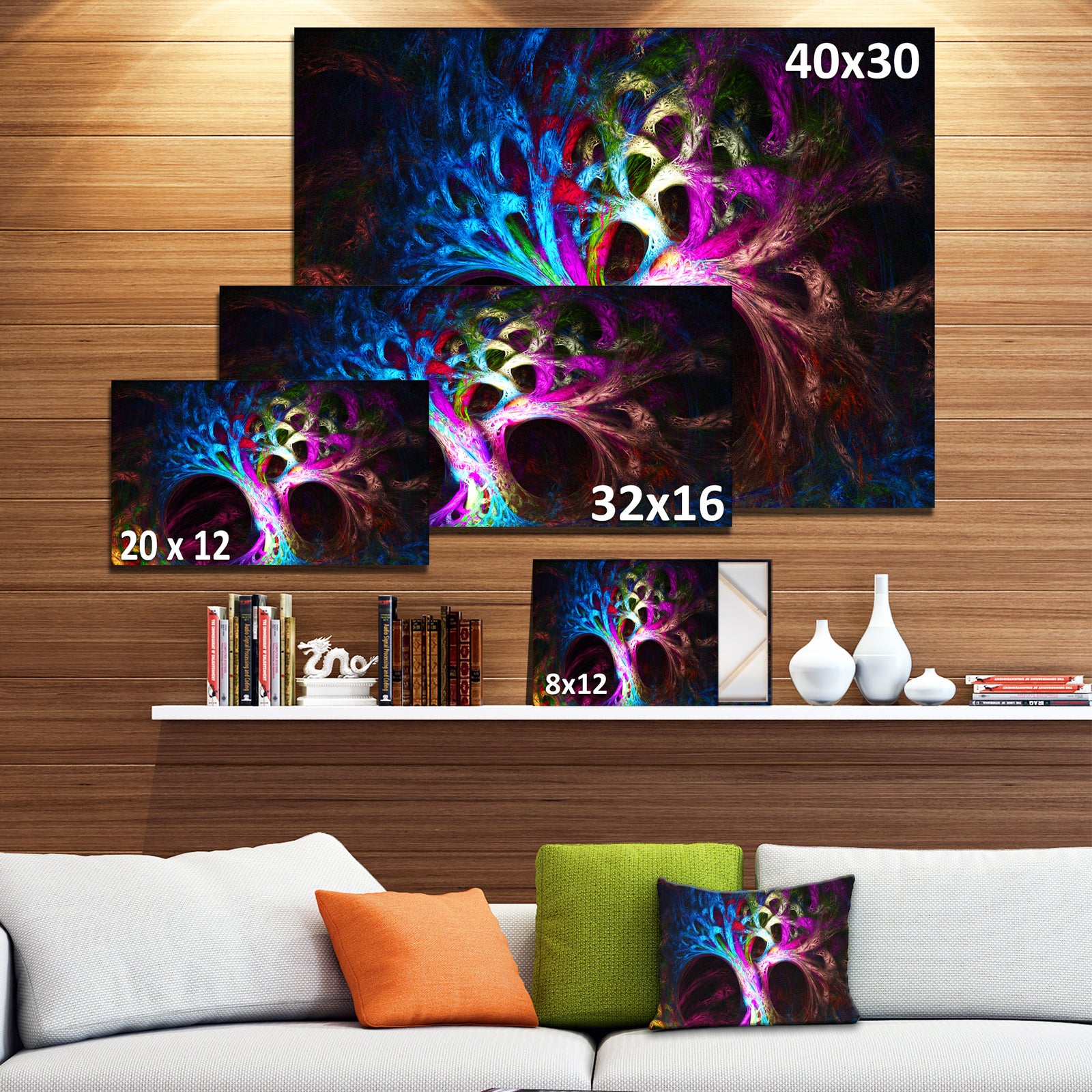 Magical Multi-color Psychedelic Tree'Extra Large Abstract Canvas Art Print