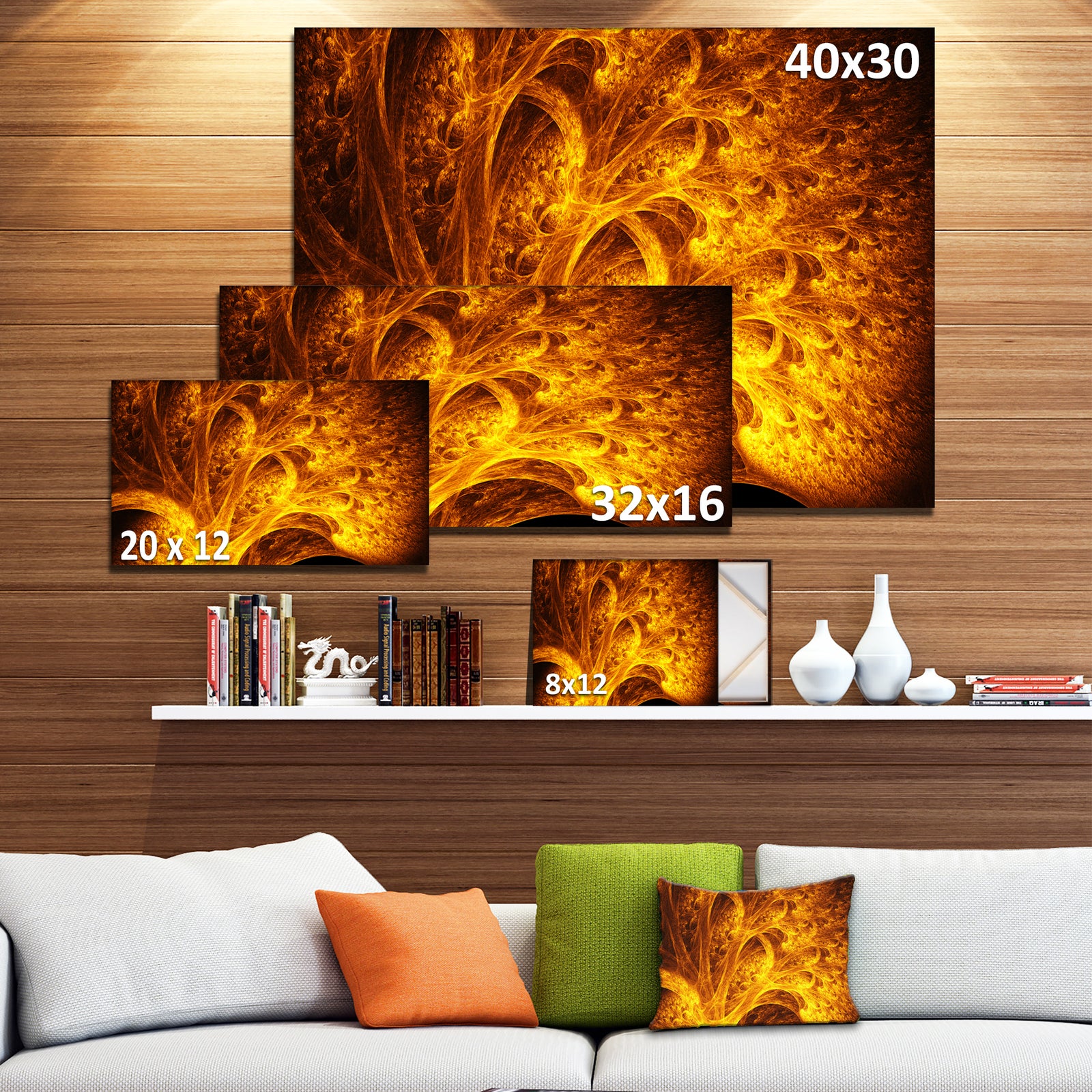 Magical Yellow Psychedelic Tree - Extra Large Abstract Art on Canvas