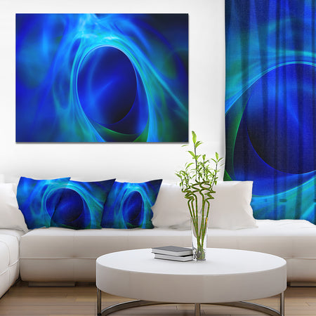 Circled Blue Psychedelic Texture - Extra Large Abstract Art on Canvas