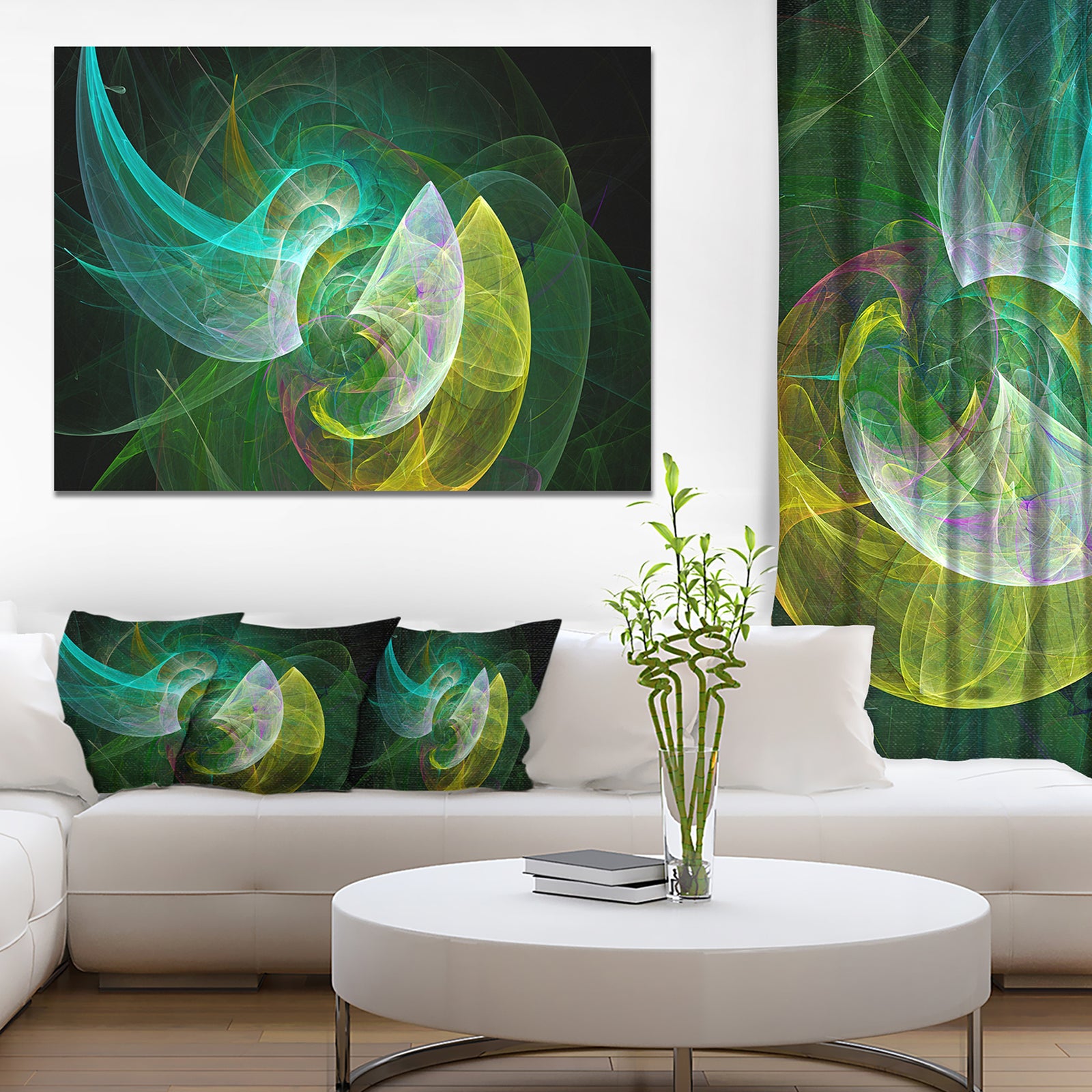 Green Mystic Psychedelic Texture - Extra Large Abstract Art on Canvas