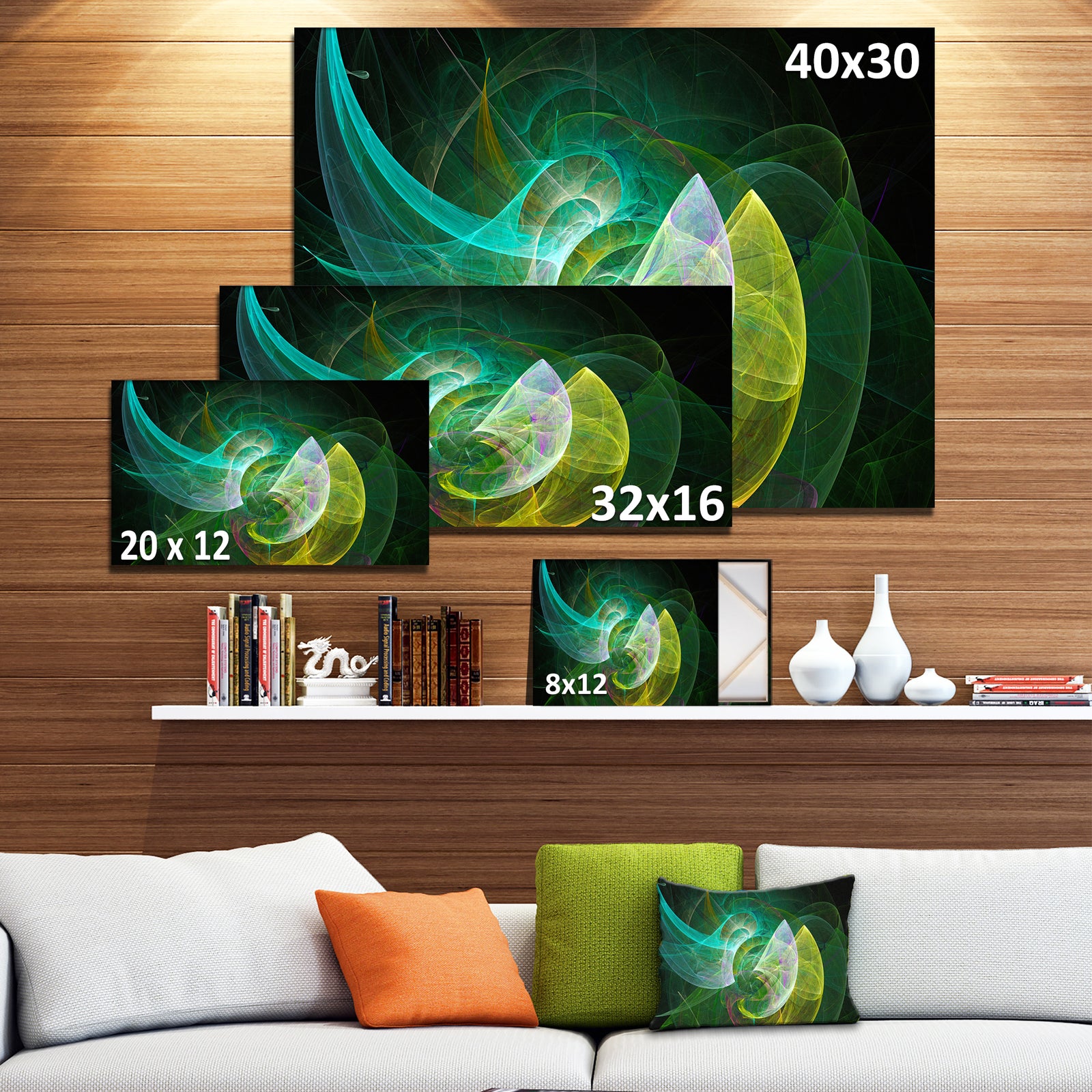 Green Mystic Psychedelic Texture - Extra Large Abstract Art on Canvas