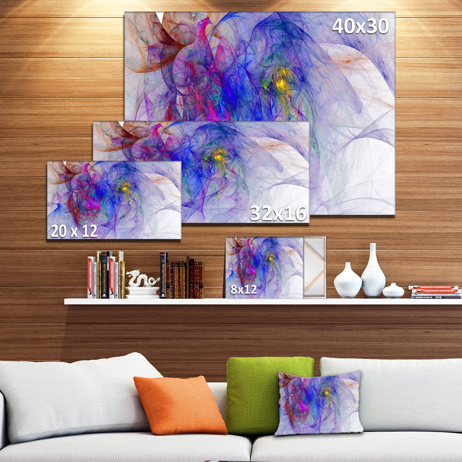Blue Mystic Psychedelic Texture - Extra Large Abstract Art on Canvas