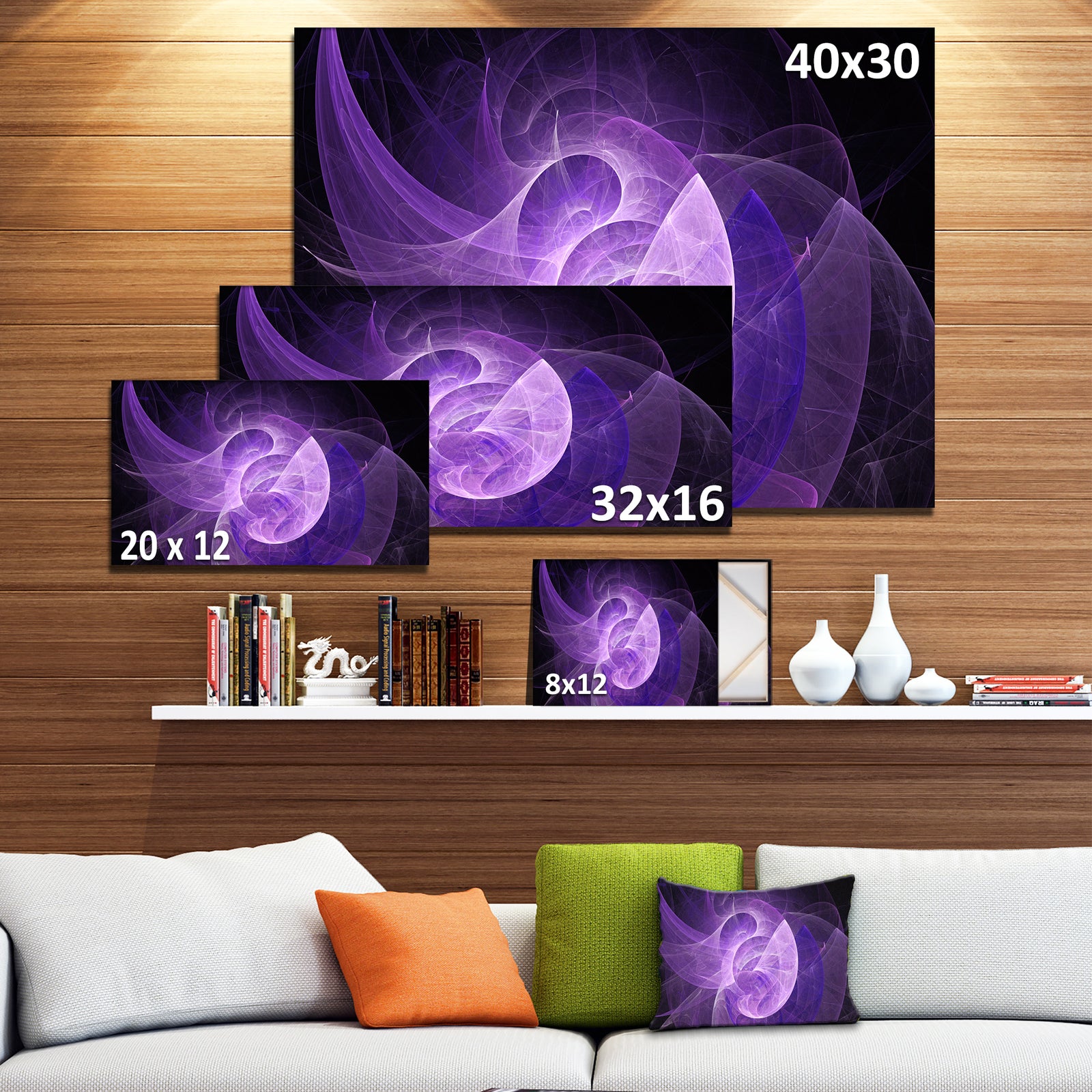 Purple Mystic Psychedelic Design - Extra Large Abstract Art on Canvas