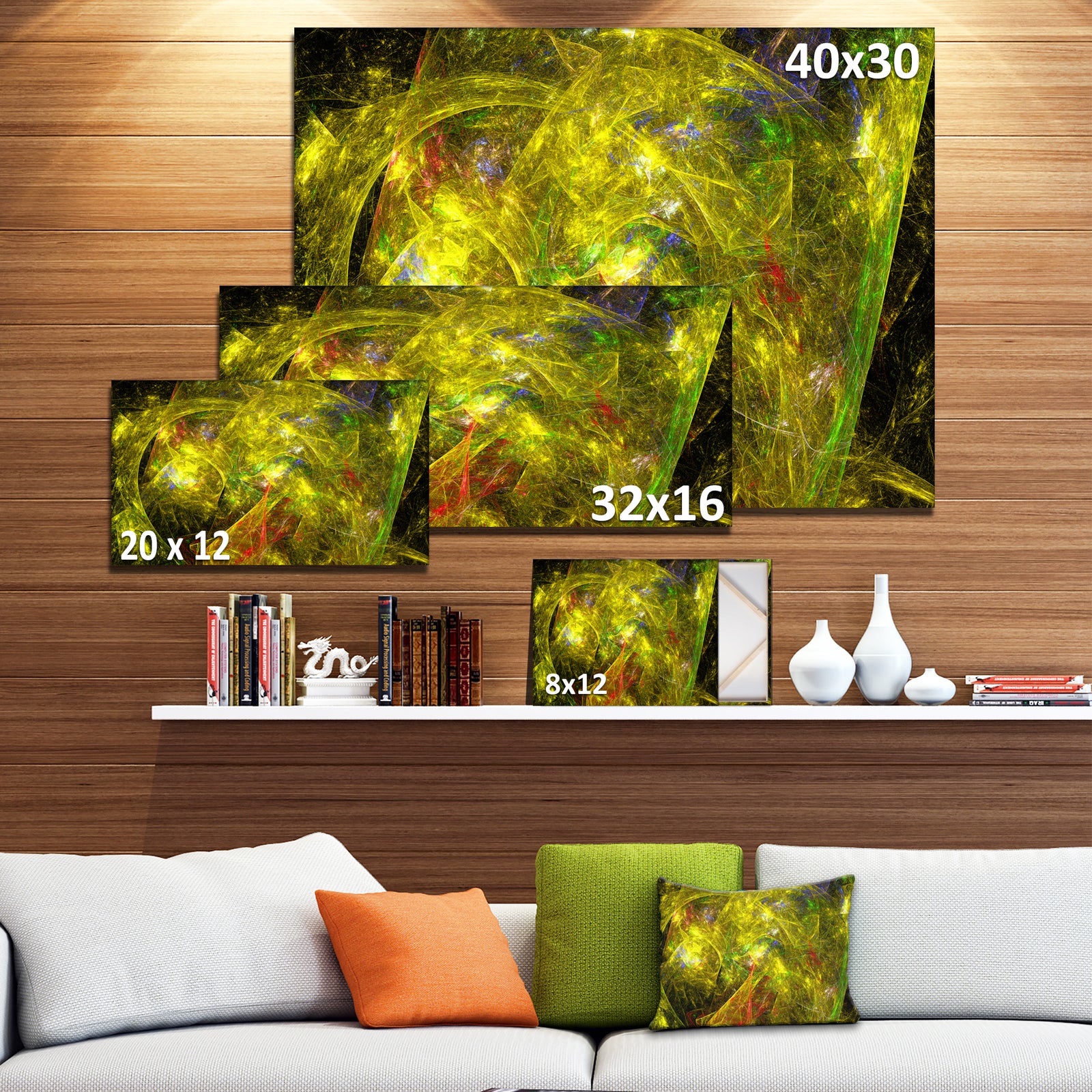Golden Mystic Psychedelic Texture - Extra Large Abstract Art on Canvas