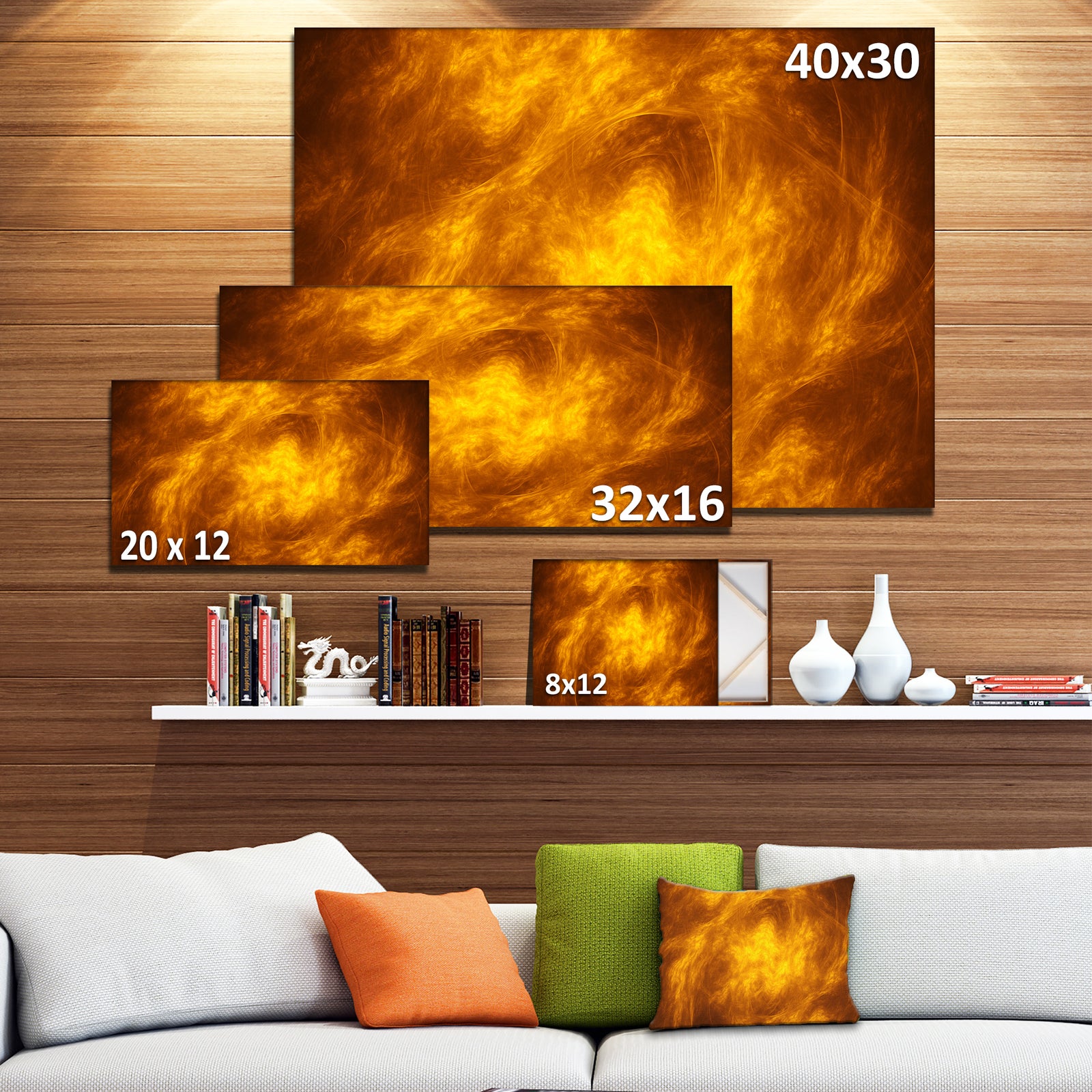 Brown Fractal Abstract Pattern - Extra Large Abstract Art on Canvas