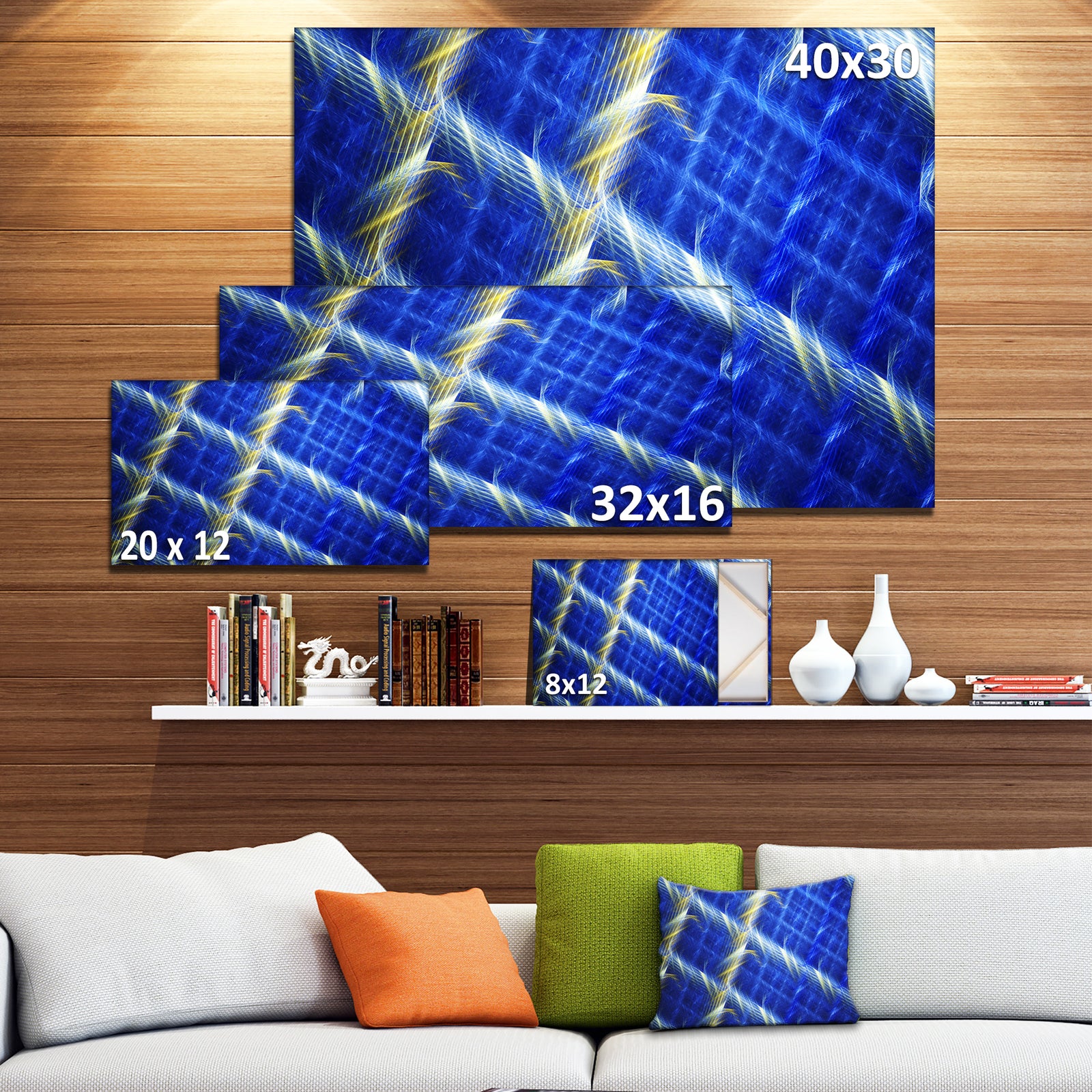 Blue Abstract Metal Grill - Extra Large Abstract Art on Canvas
