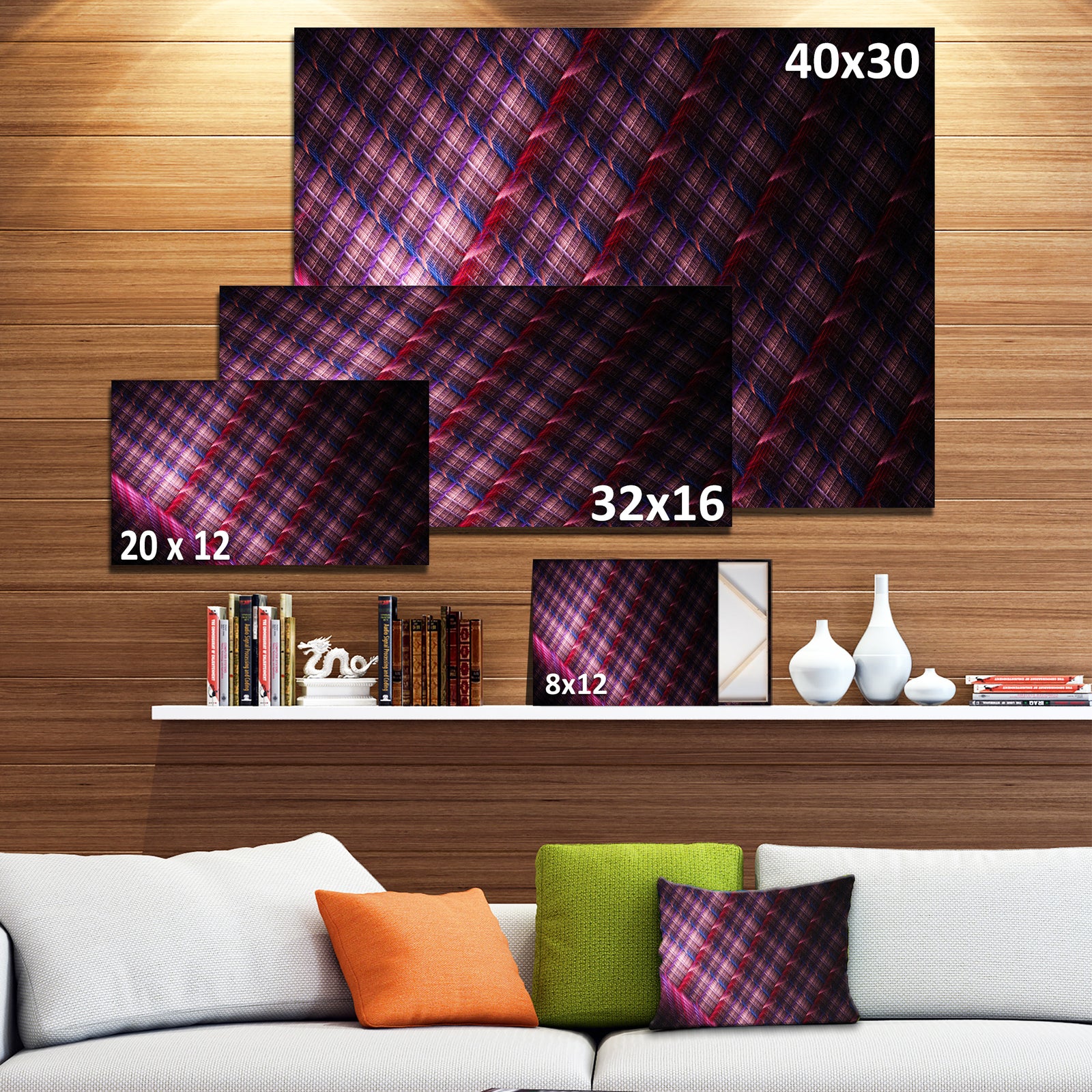 Dark Pink Abstract Metal Grill - Extra Large Abstract Art on Canvas