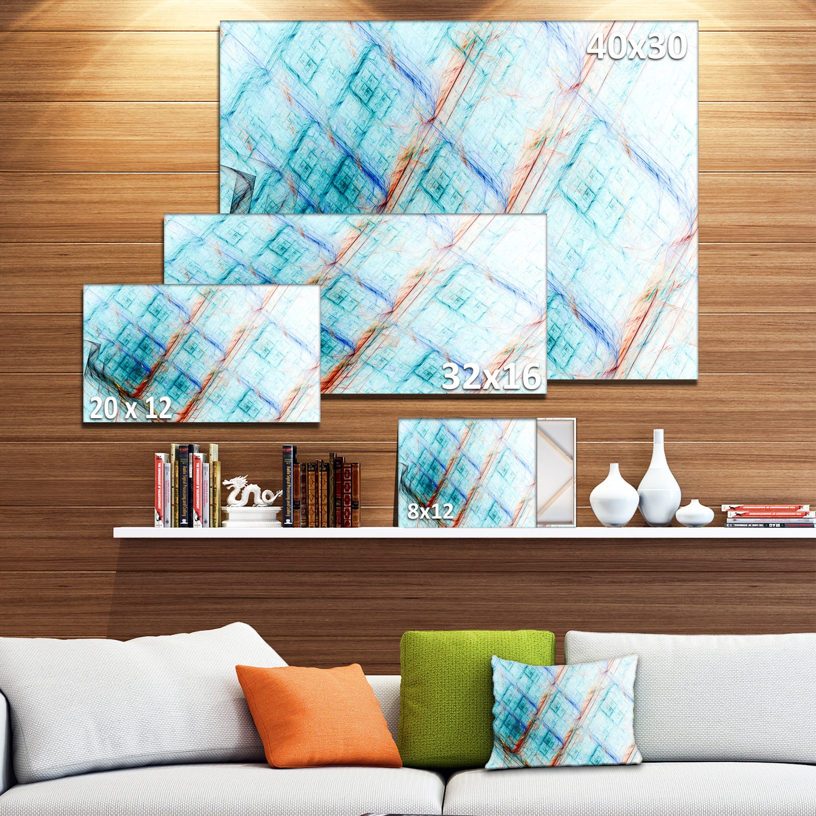 Light Blue Metal Grill - Extra Large Abstract Art on Canvas