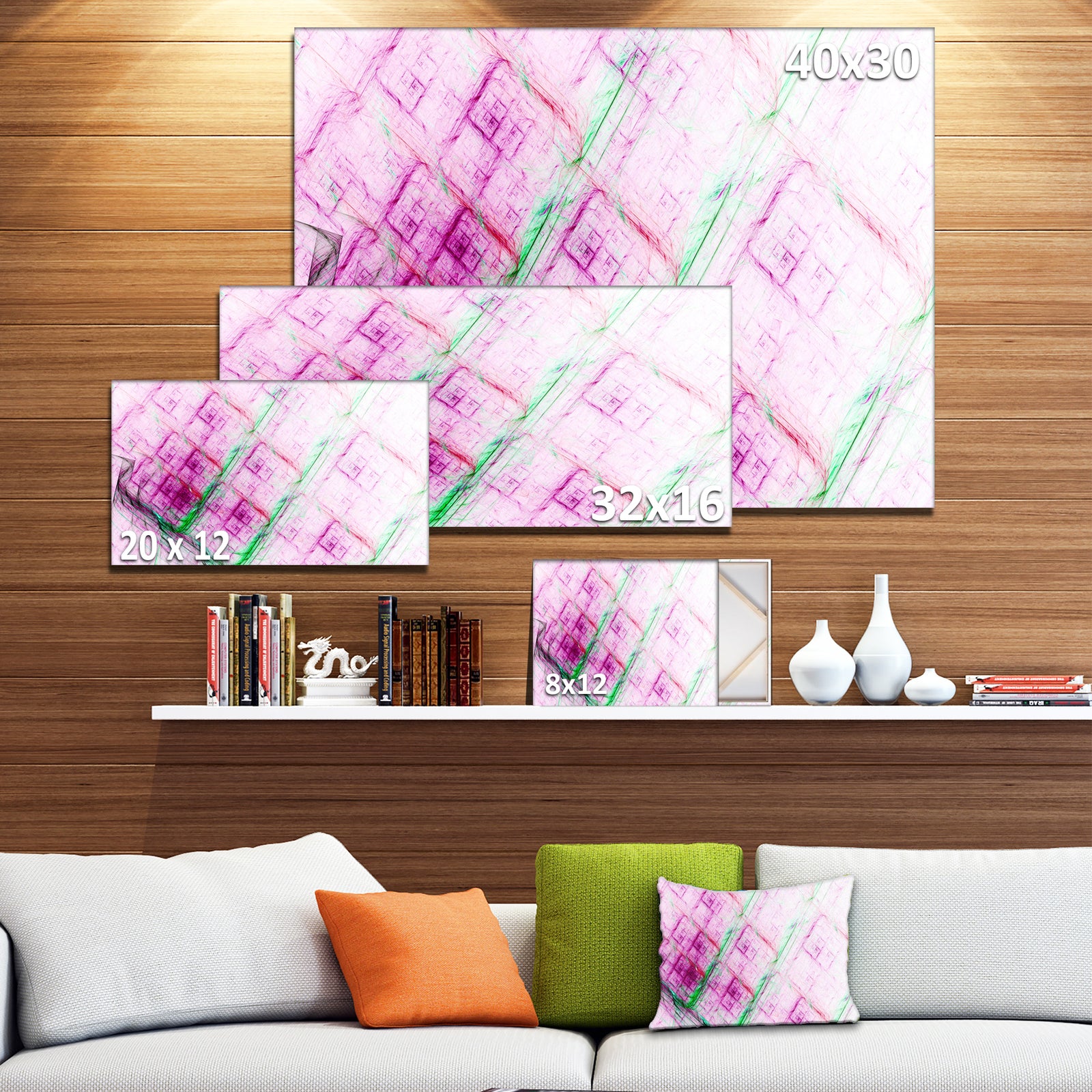 Purple Fractal Grill Pattern - Extra Large Abstract Art on Canvas