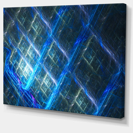 Glowing Blue Fractal Grill - Extra Large Abstract Art on Canvas