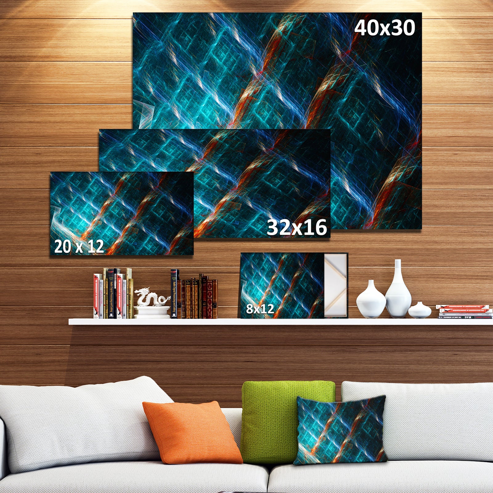 Glowing Green Fractal Grill - Extra Large Abstract Art on Canvas