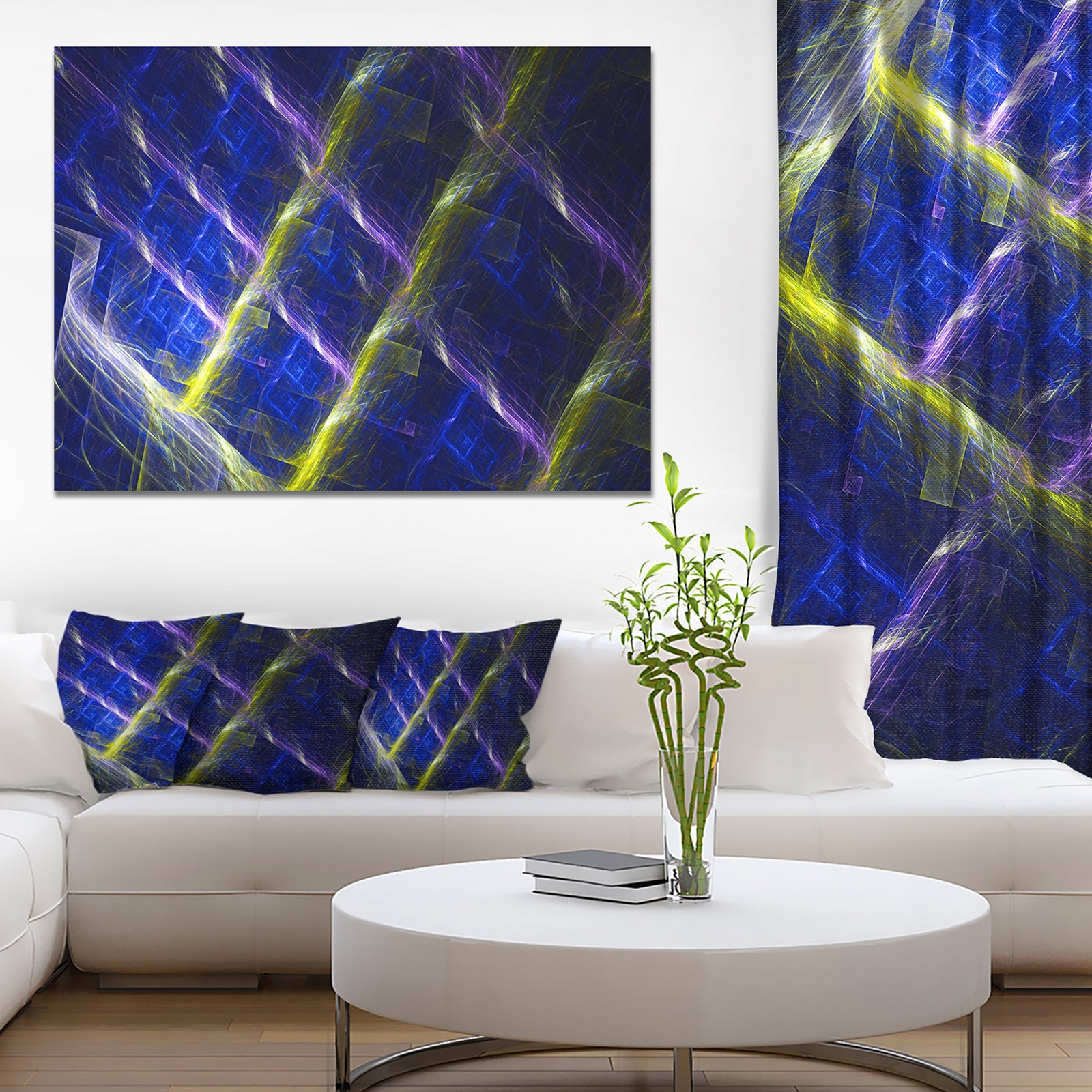 Dark Blue Fractal Grill - Extra Large Abstract Art on Canvas