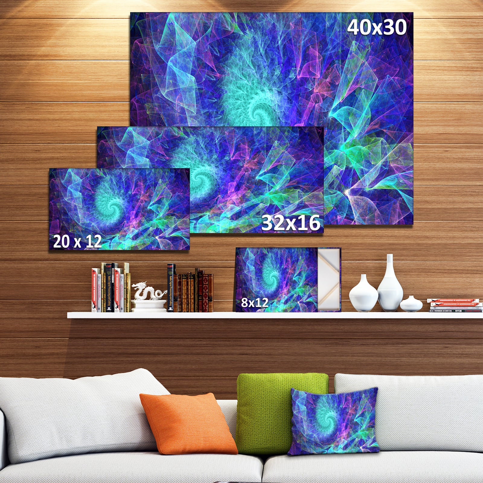 Blue Spiral Kaleidoscope - Abstract Wall Art Canvas