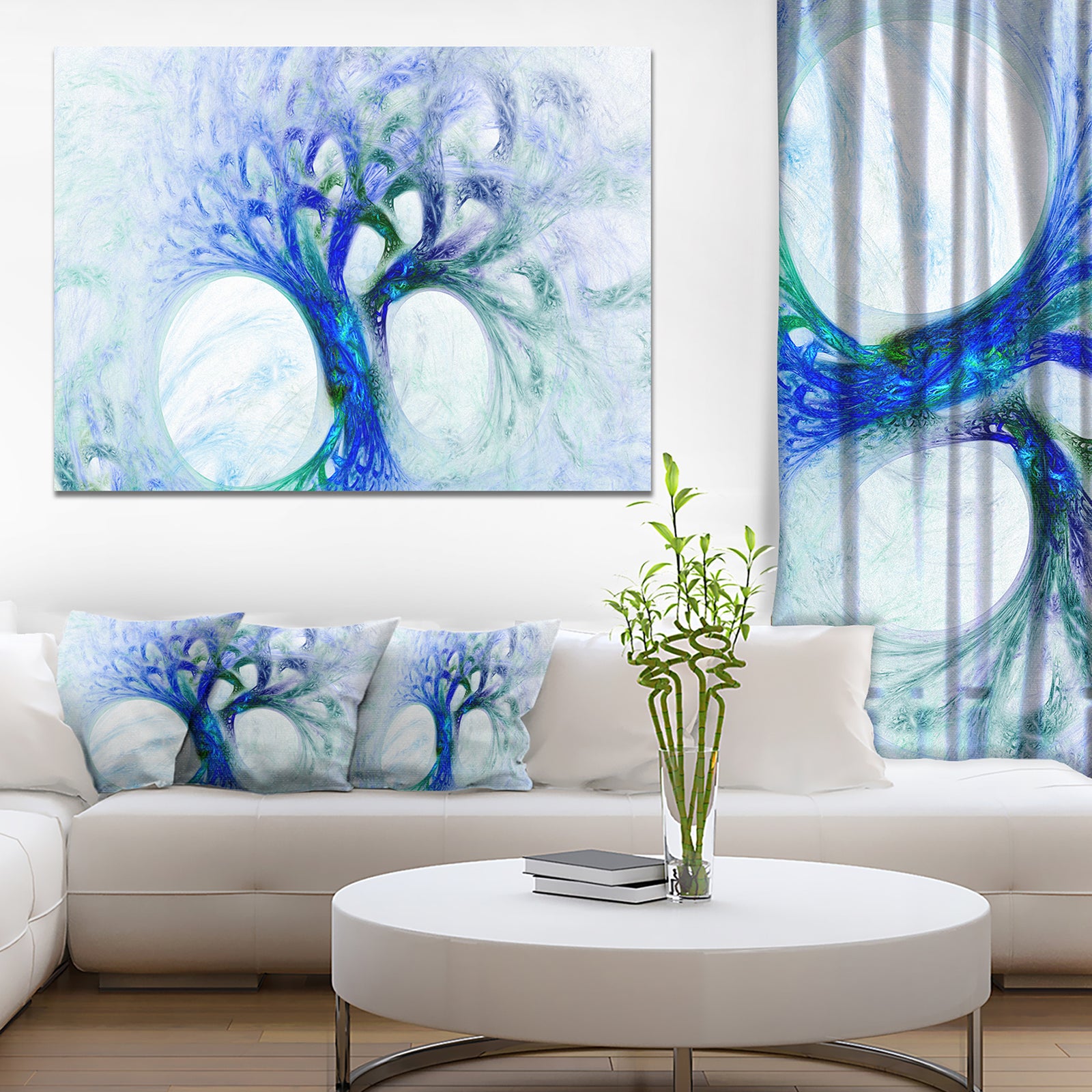 Blue Mystic Psychedelic Tree - Abstract Wall Art Canvas
