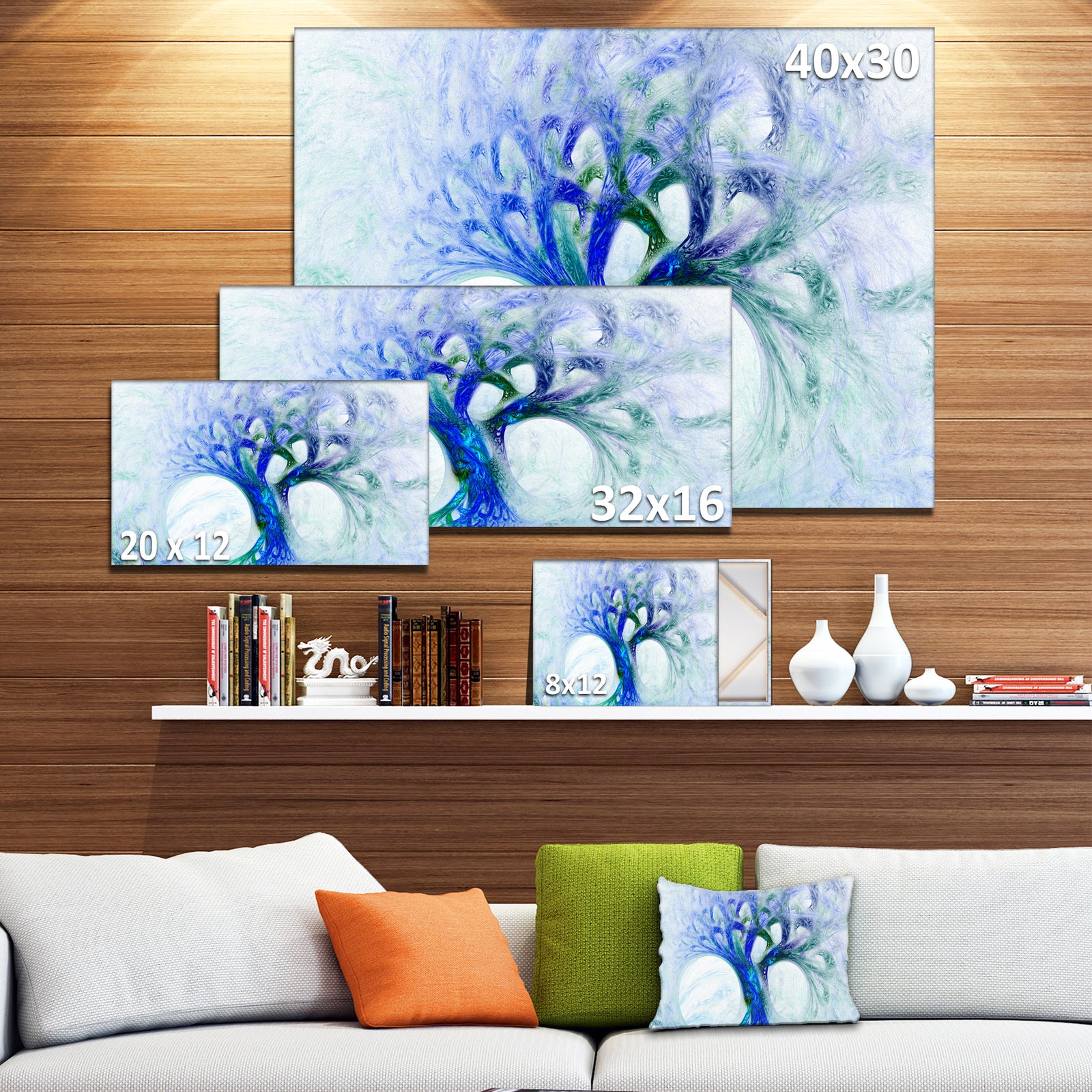 Blue Mystic Psychedelic Tree - Abstract Wall Art Canvas