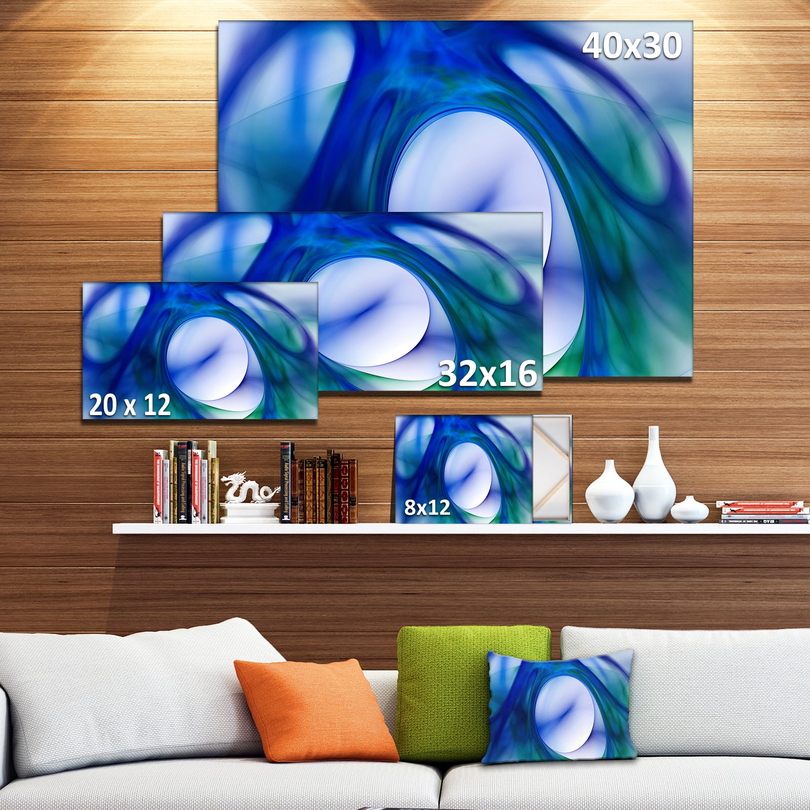 Mystic Blue Fractal Wallpaper - Abstract Wall Art Canvas