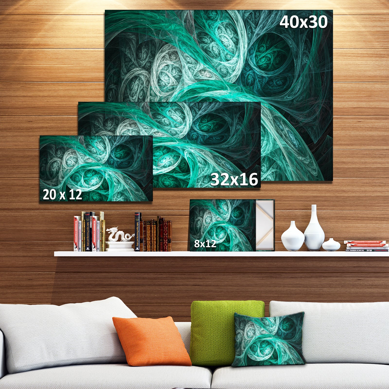 Mystic Turquoise Fractal Wallpaper - Abstract Wall Art Canvas