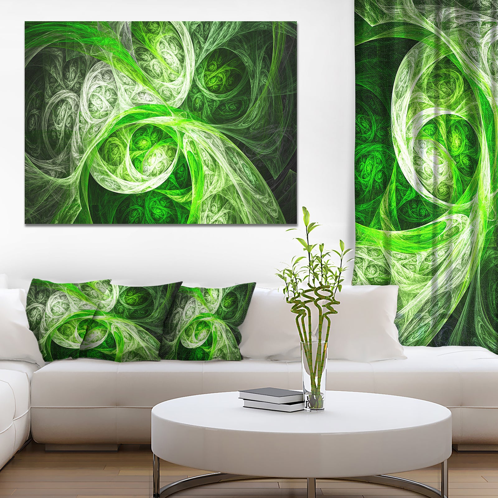 Mystic Green Fractal Wallpaper - Abstract Wall Art on Canvas