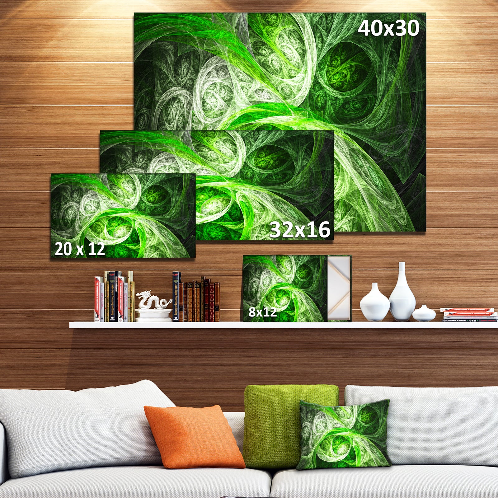 Mystic Green Fractal Wallpaper - Abstract Wall Art on Canvas