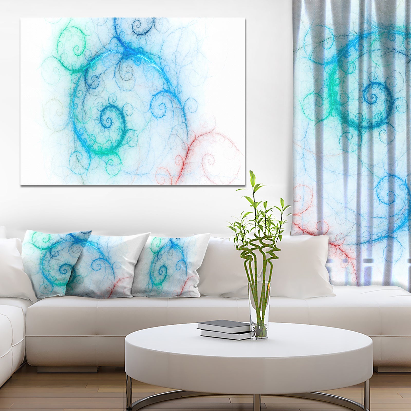 Beautiful Blue Fractal Pattern - Abstract Wall Art Canvas