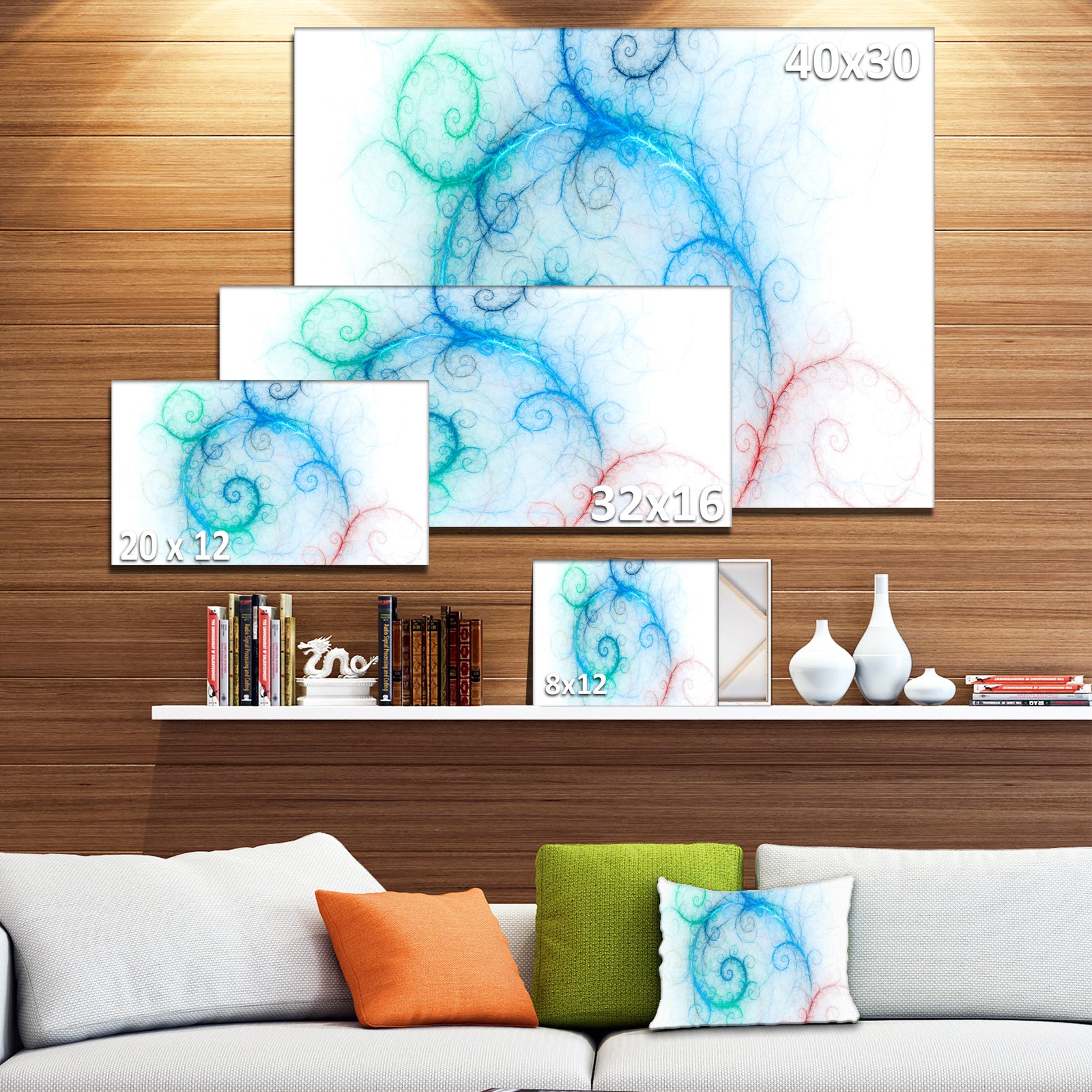 Beautiful Blue Fractal Pattern - Abstract Wall Art Canvas