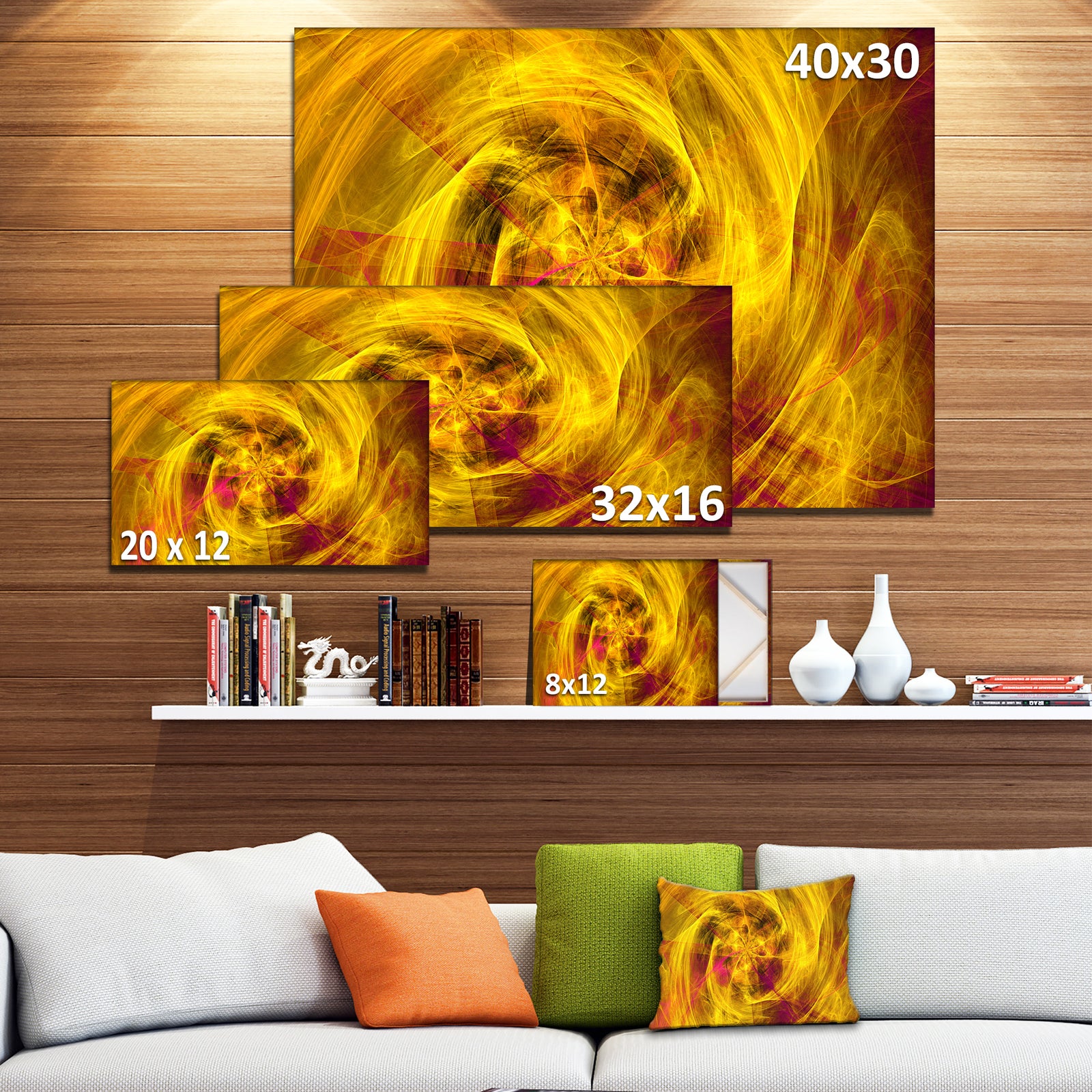 Mystic Golden Fractal Wallpaper - Abstract Wall Art Canvas