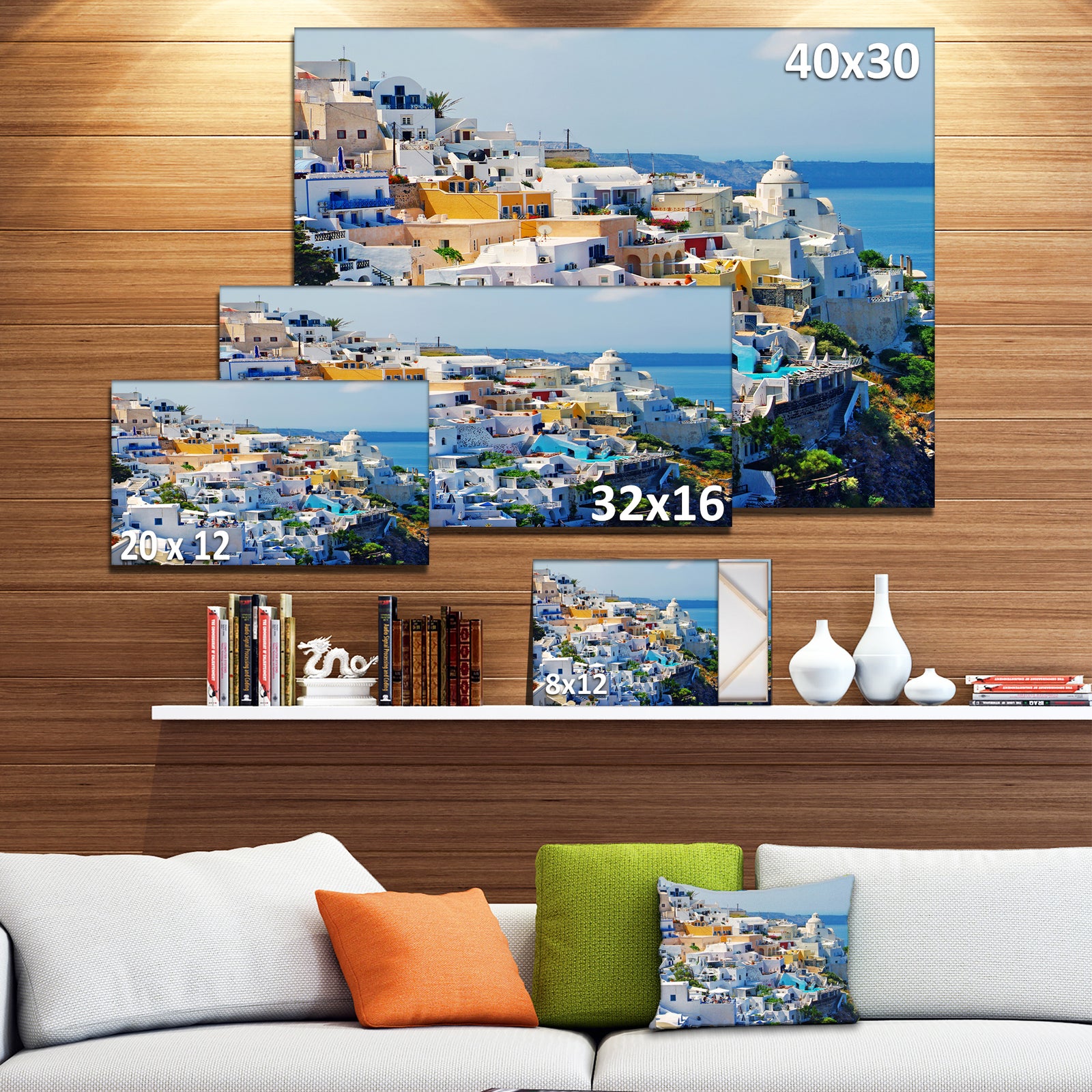 View of Fira Town Santorini - Abstract Wall Art Canvas