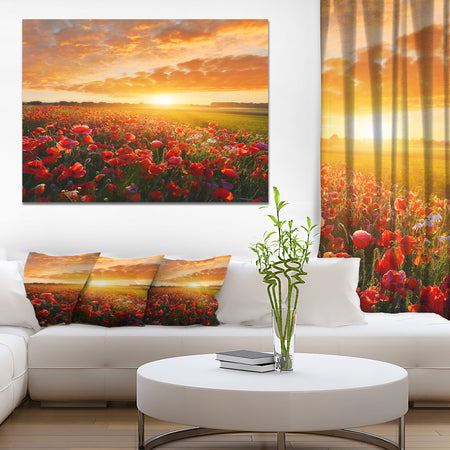 Beautiful Poppy Field at Sunset - Abstract Wall Art Canvas