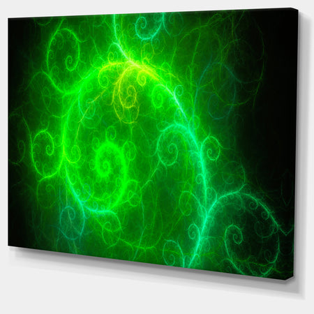 Beautiful Green Pattern on Black - Abstract Wall Art Canvas