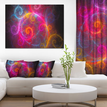 Beautiful Pink Pattern on Black - Abstract Wall Art Canvas