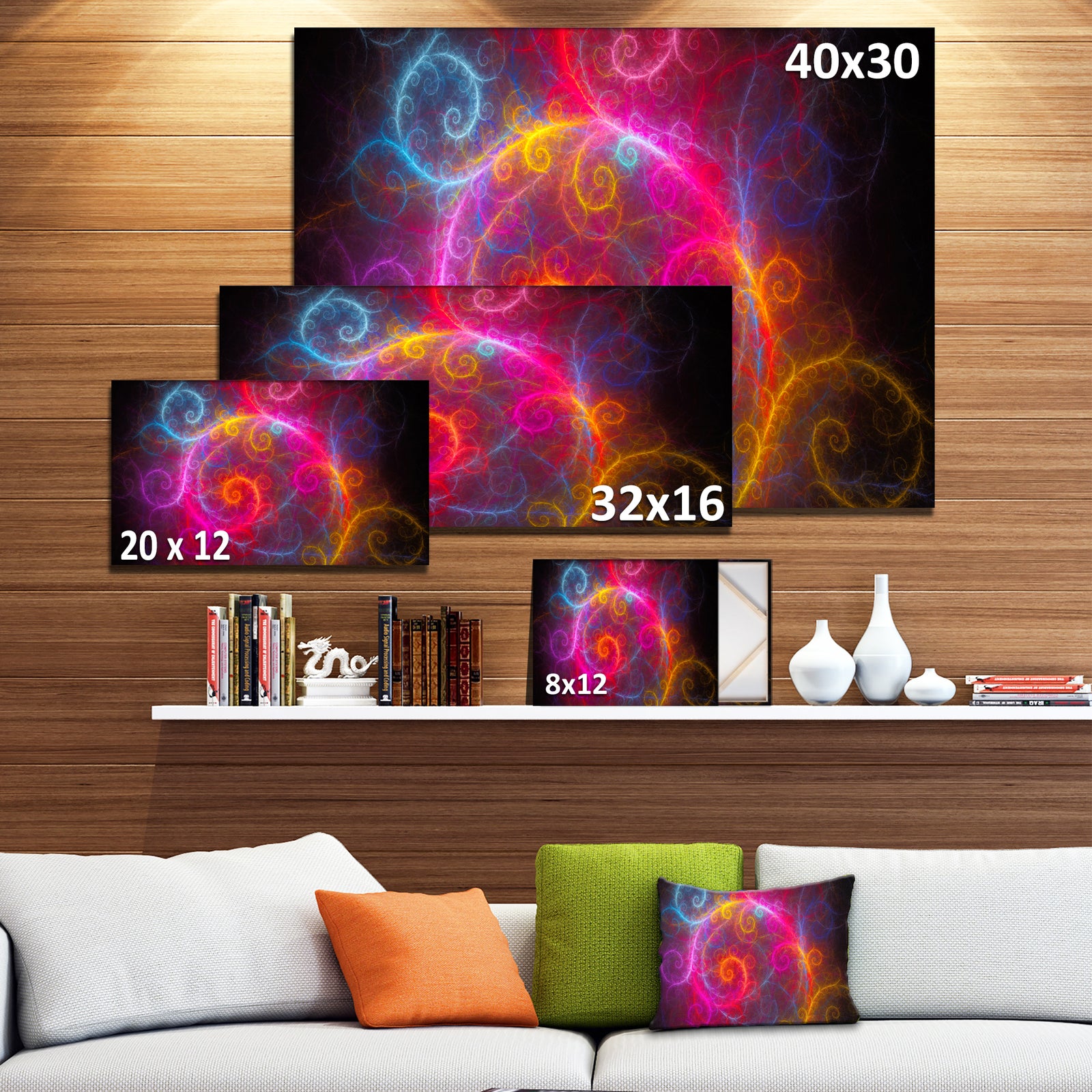 Beautiful Pink Pattern on Black - Abstract Wall Art Canvas