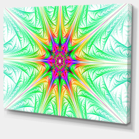 Green Fractal Stained Glass - Abstract Wall Art Canvas