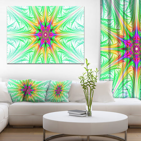 Green Fractal Stained Glass - Abstract Wall Art Canvas