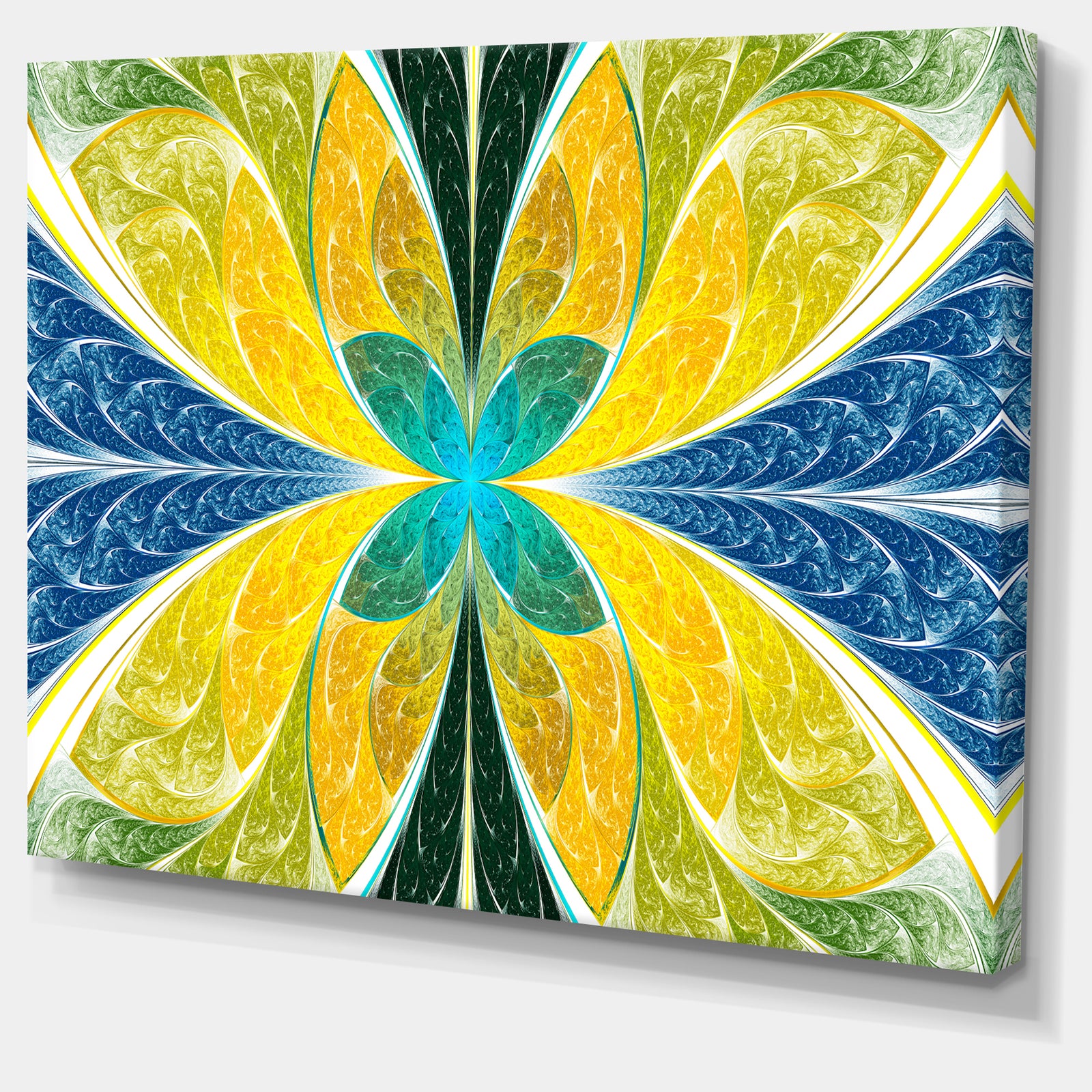 Yellow Fractal Stained Glass - Abstract Wall Art Canvas