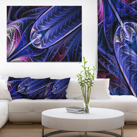 Blue on Black Fractal Stained Glass - Abstract Wall Art Canvas