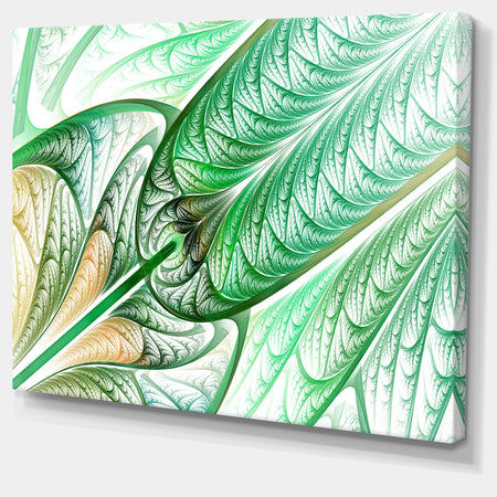 Green on White Fractal Stained Glass - Abstract Wall Art Canvas