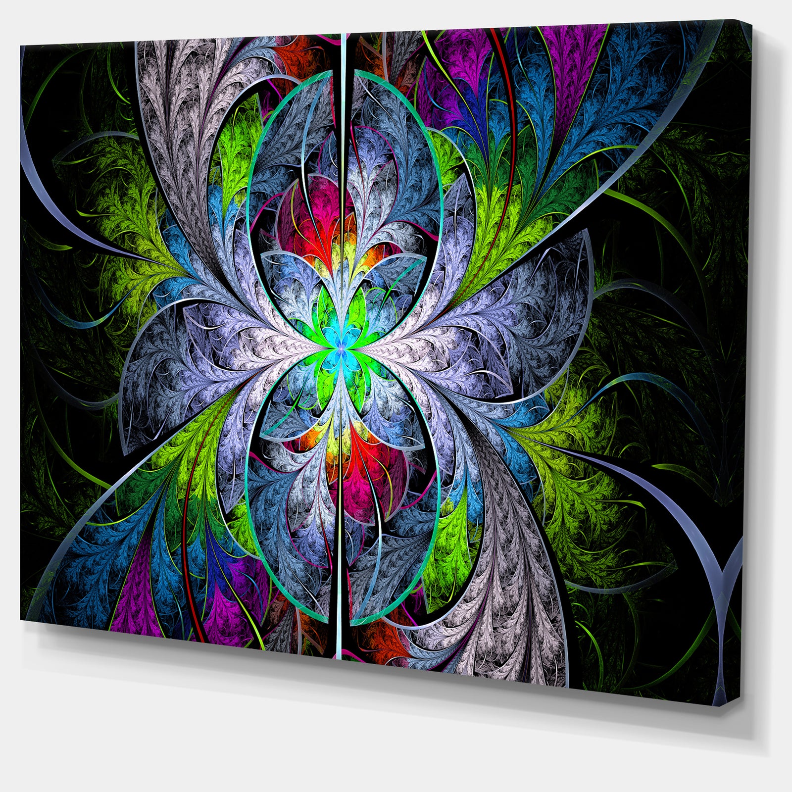 Multi-Color Fractal Stained Glass - Abstract Wall Art Canvas