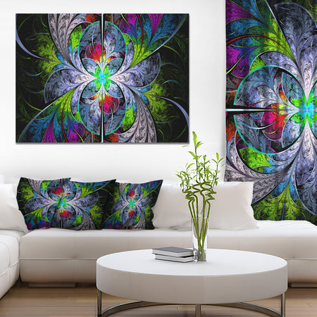 Multi-Color Fractal Stained Glass - Abstract Wall Art Canvas
