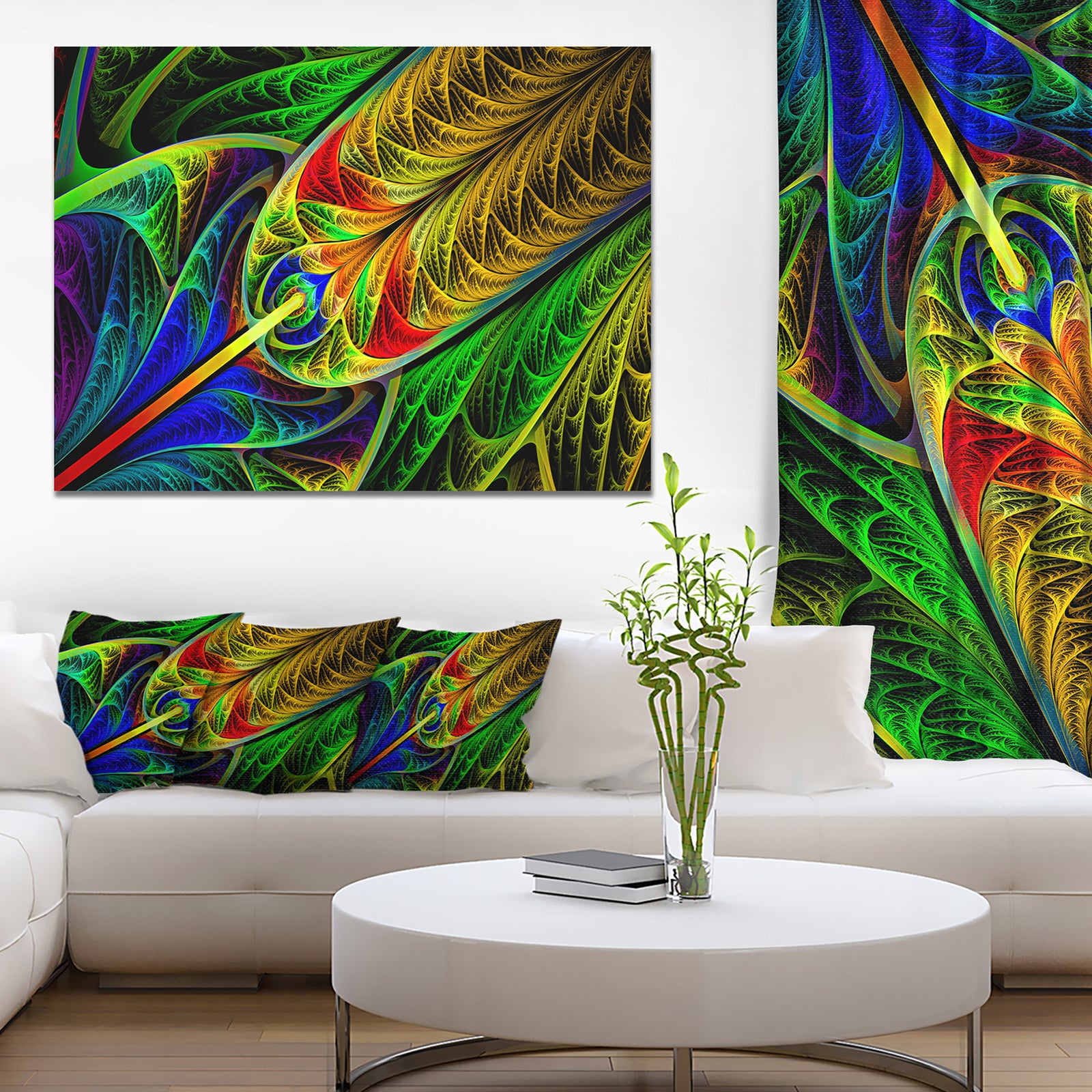Stained Glass with Glowing Designs - Abstract Wall Art Canvas