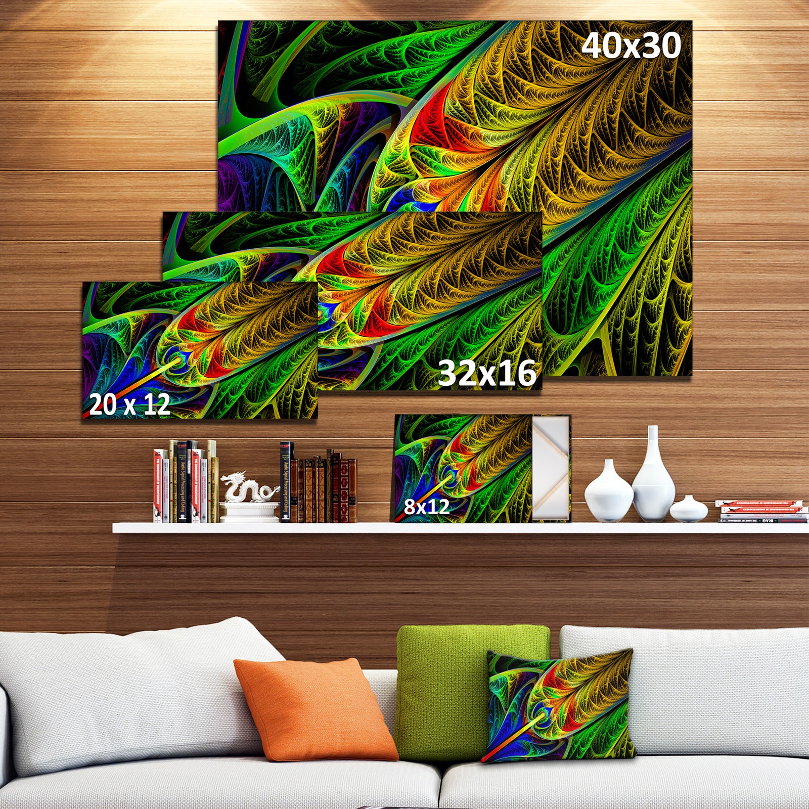 Stained Glass with Glowing Designs - Abstract Wall Art Canvas