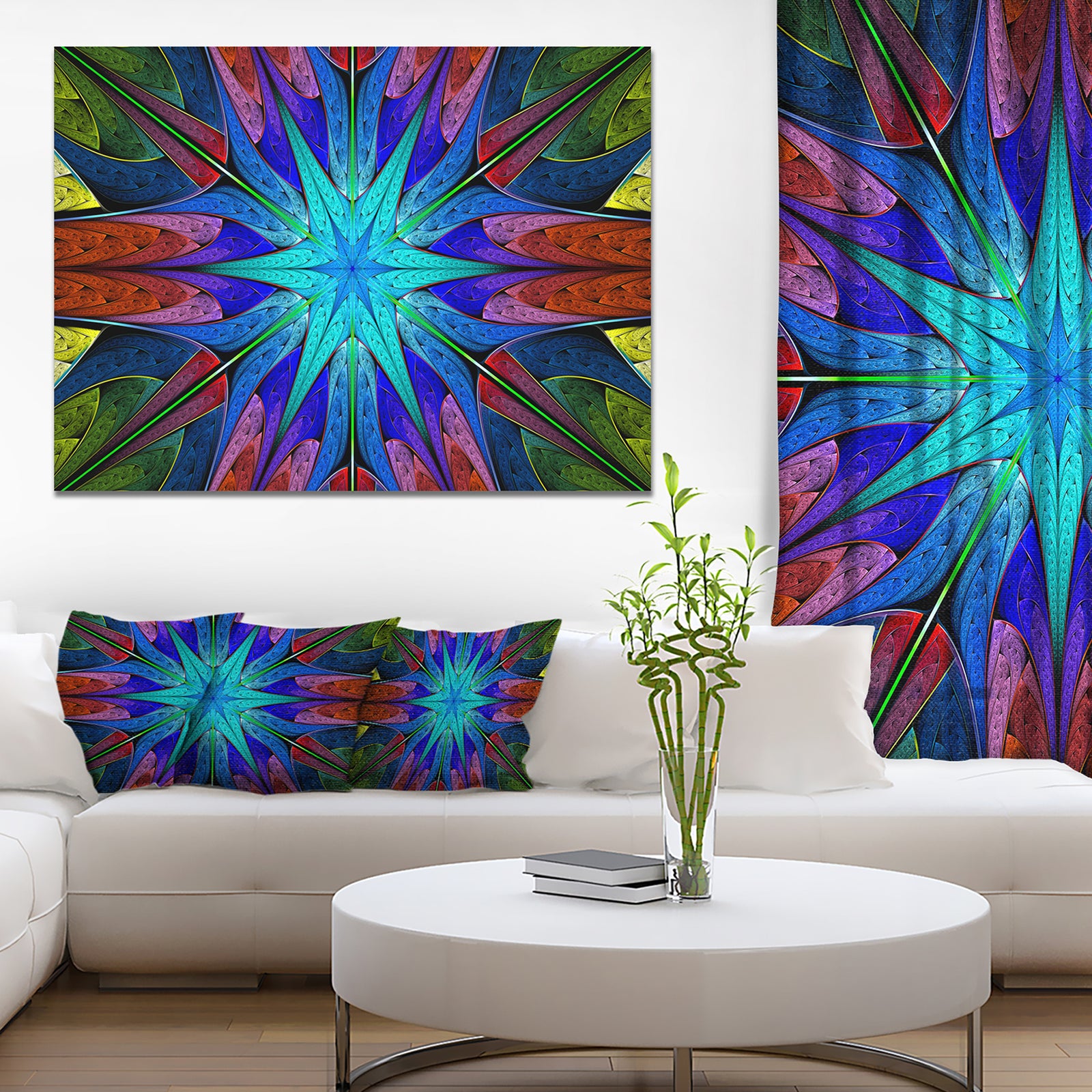 Stained Glass with Multi-Color Stars - Abstract Wall Art Canvas