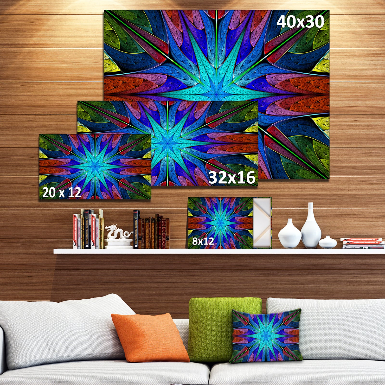 Stained Glass with Multi-Color Stars - Abstract Wall Art Canvas