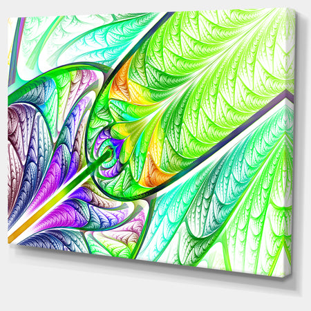 Green Blue Fractal Stained Glass - Abstract Wall Art Canvas