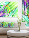 Green Blue Fractal Stained Glass - Abstract Wall Art Canvas