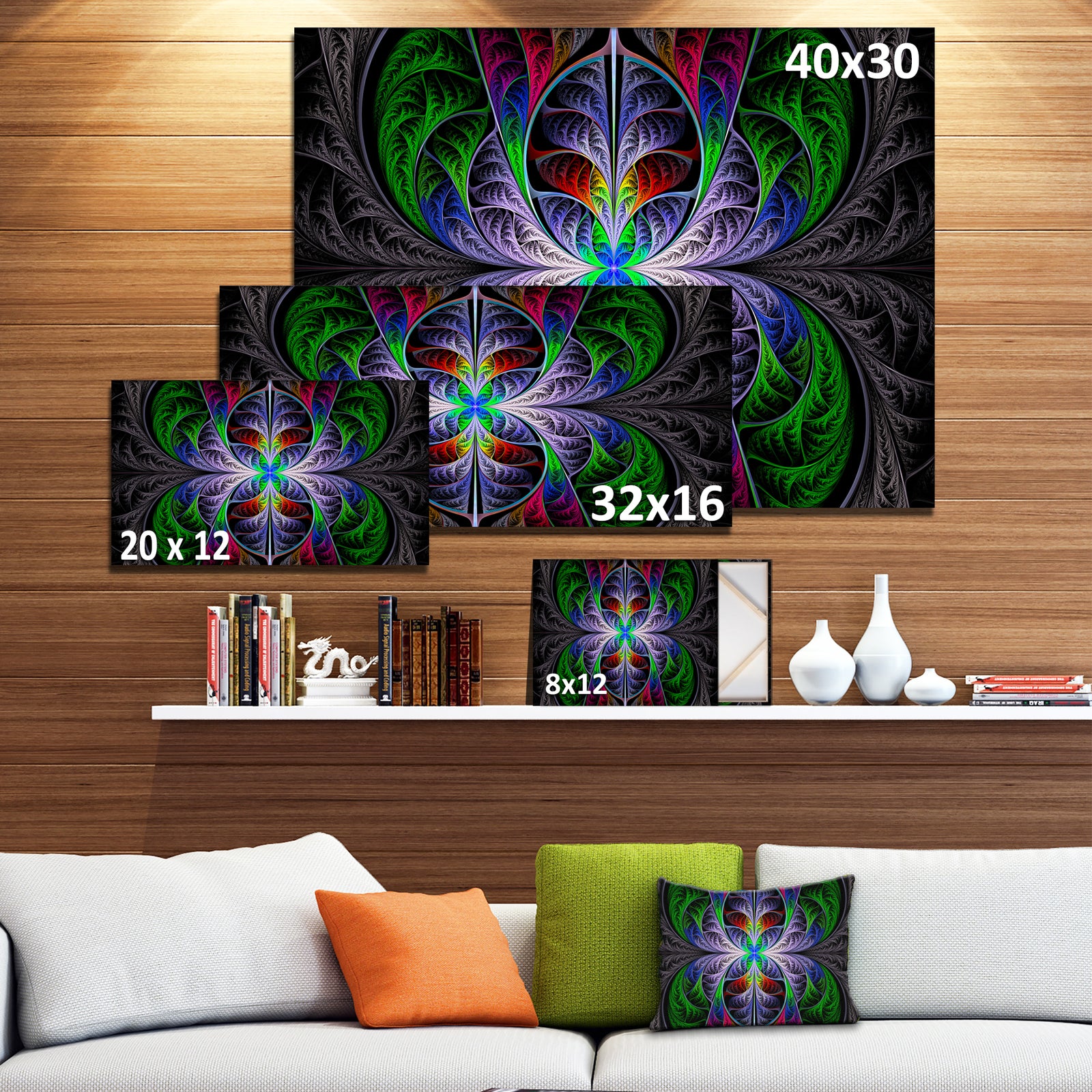 Beautiful Fractal Stained Glass - Abstract Wall Art Canvas